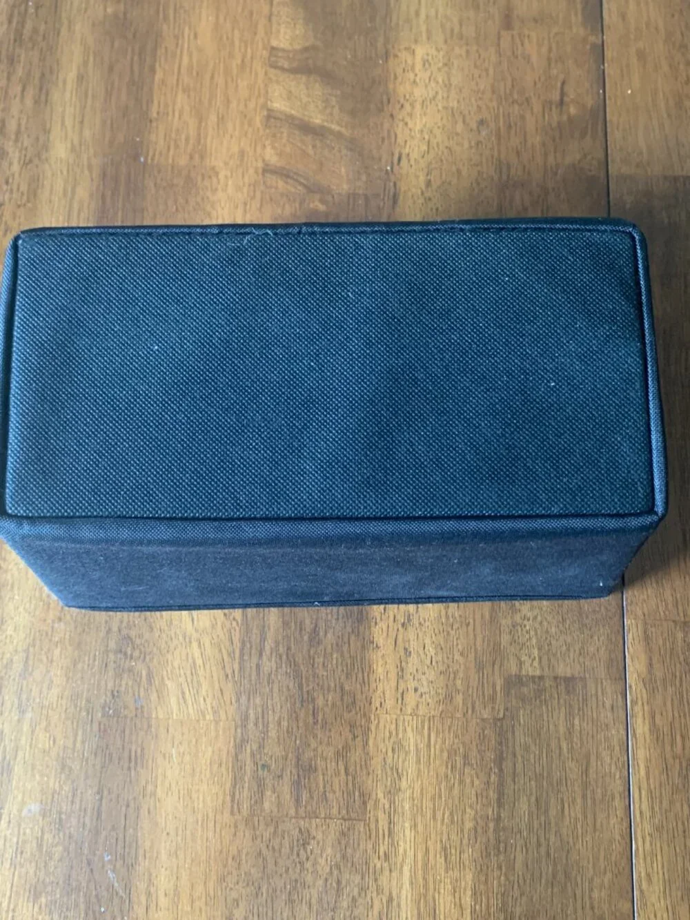 Black Fabric Storage Bin Organizer Box Silver Metal Handles